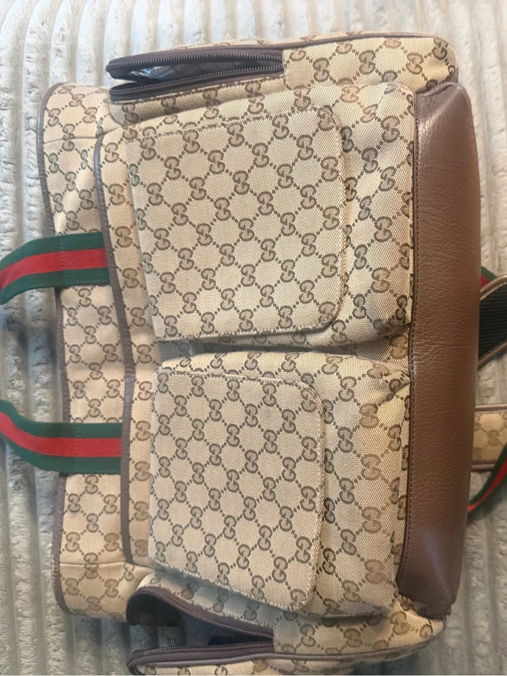 Original GG Diaper Bag. Beige/Brown GG Canvas